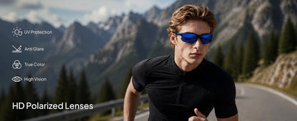 XVXV 3 Pack Polarized Sports Sunglasses for Men, UV Protection Half Frame Sunglasses Comfortable for Running Cycling Driving