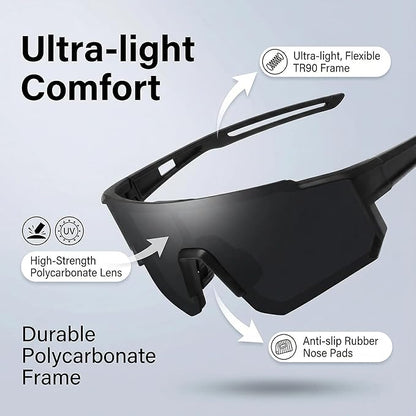 Polarized Sports Sunglasses Men Women, Outdoors UV Protection Sun glasses,Cycling Fishing Baseball Running Sunglasses