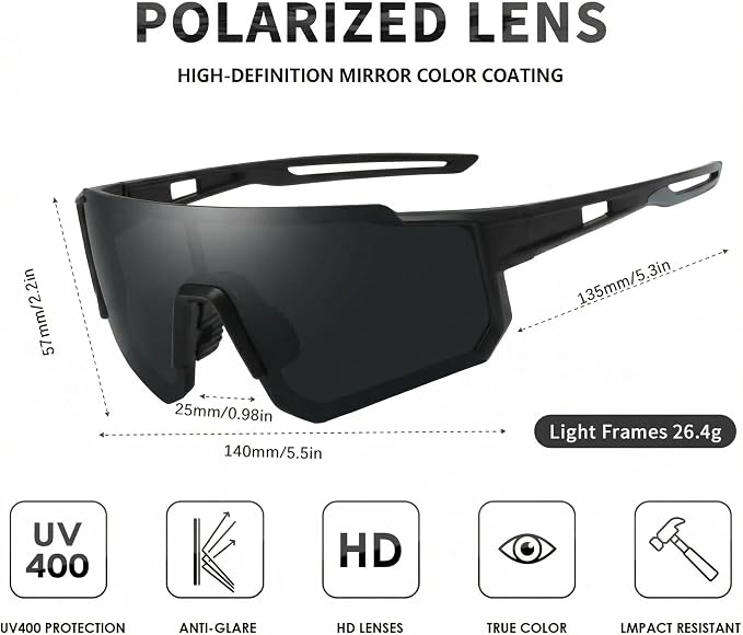 Polarized Sports Sunglasses Men Women, Outdoors UV Protection Sun glasses,Cycling Fishing Baseball Running Sunglasses