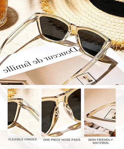 KALIYADI Womens-Sunglasses Polarized Sunglasses-Womens Trendy: Retro Sun Glasses with UV Protection for Travel Driving